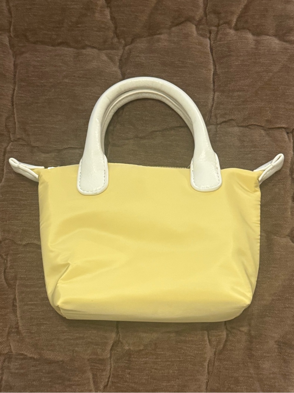 Yellow Mini Top-Handle Bag with White Handles